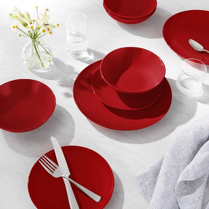 18-Piece Stoneware Dinner Set for 6 People Flamboyant Red