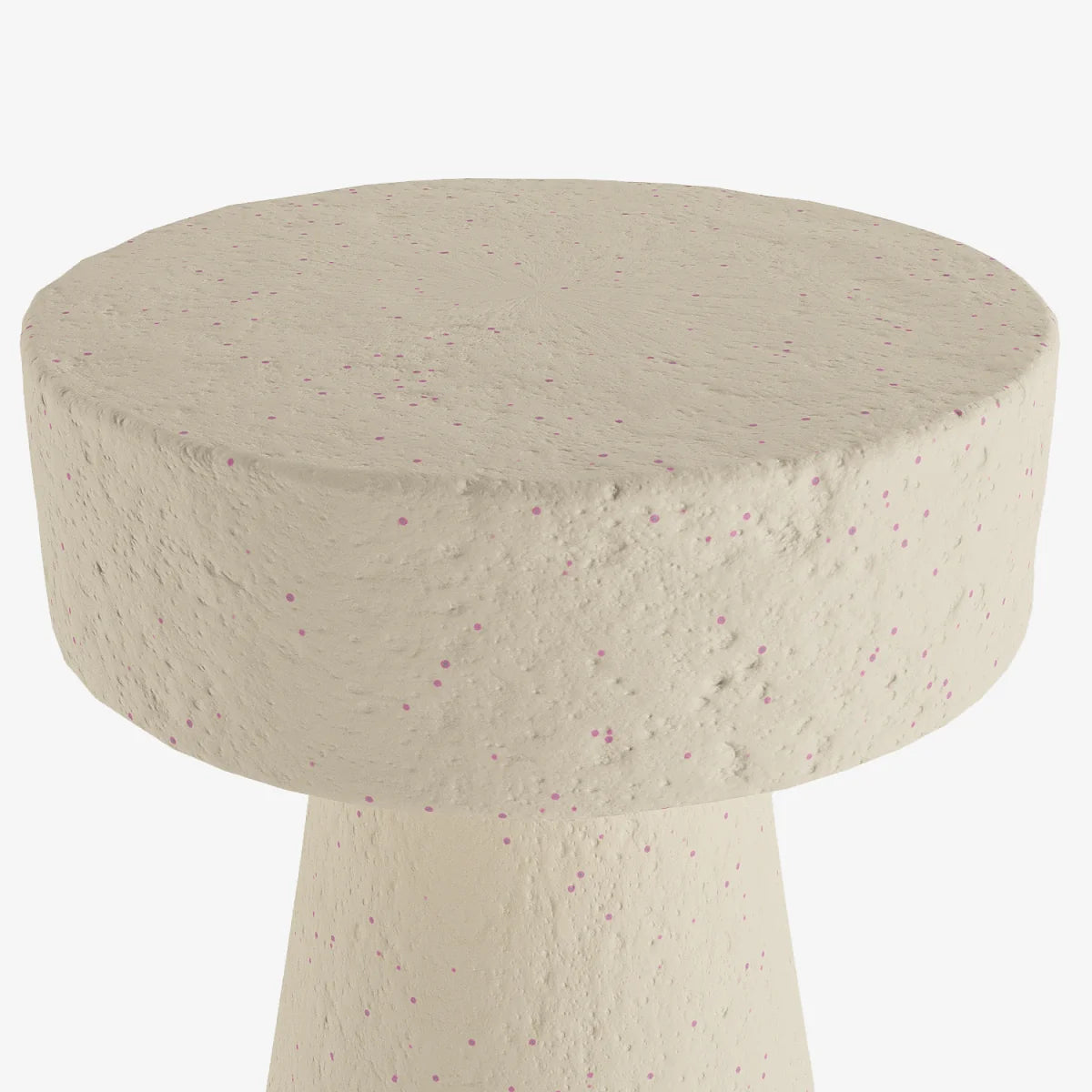 Table d appoint circulaire en magn sie cr me mouchet e rose Marguerite