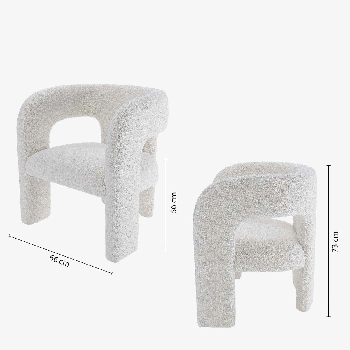 Fauteuil de salle à manger en bouclette blanche