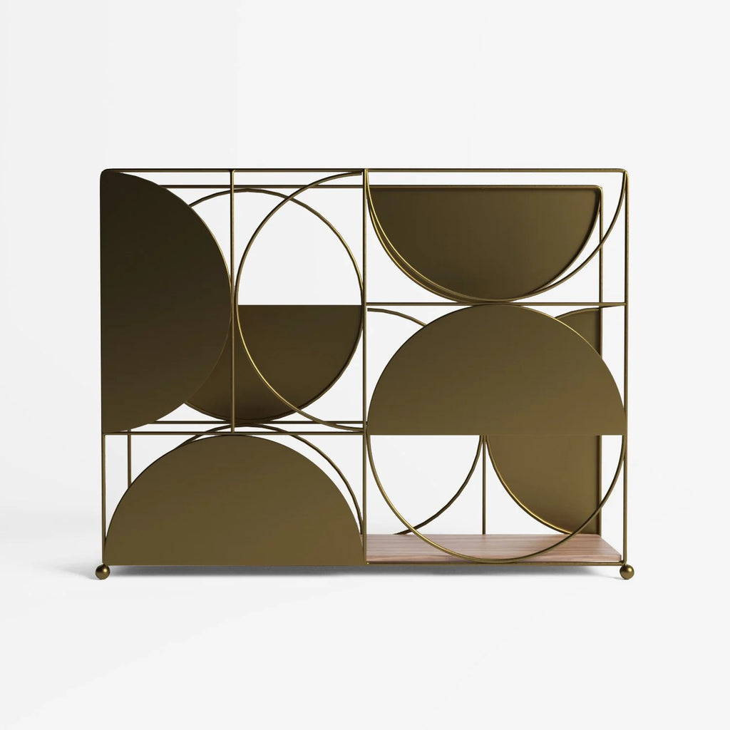 Porte-revues en bois et métal doré
