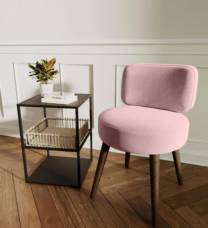 Petit fauteuil en velours rose vintage