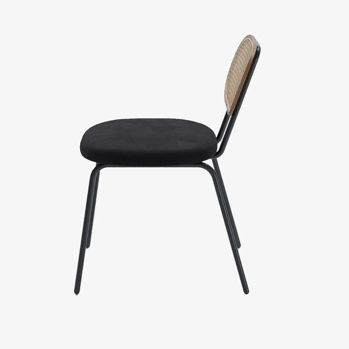 Lot de 2 chaises en rotin et velours noir Gabrielle