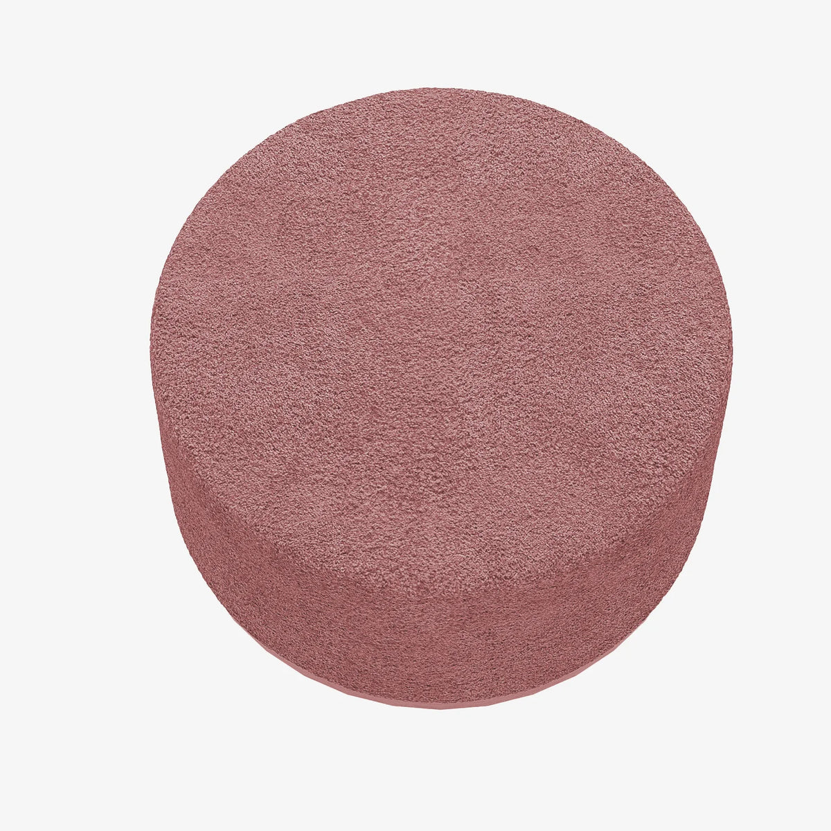Grand pouf rond ottoman en bouclette rose Victor