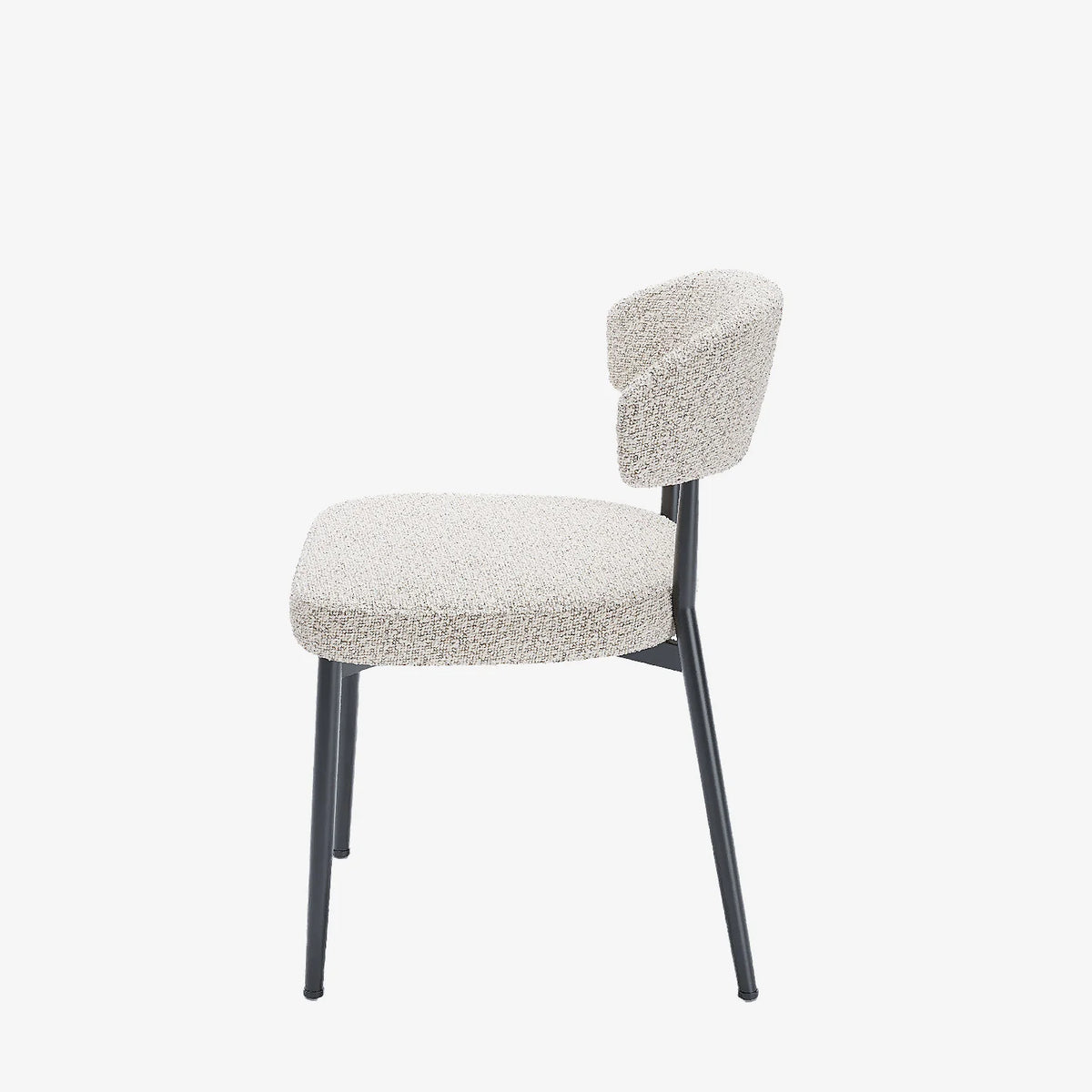 Lot de 2 chaises de salle   manger en tissu bouclette gris et blanc & m tal noir Mona