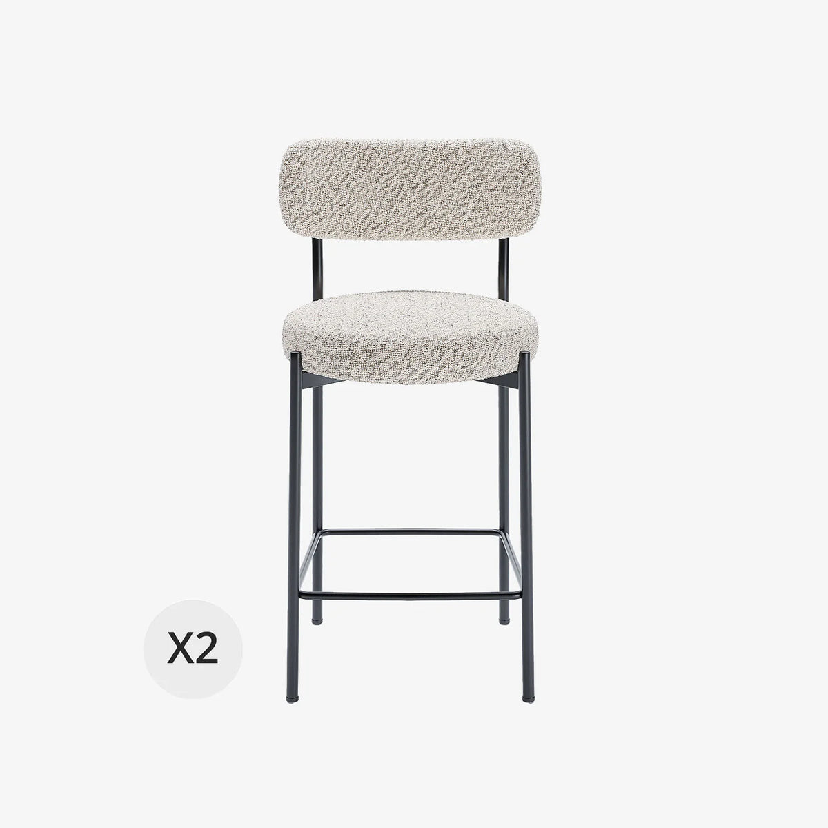 Lot de 2 fauteuils de bar bouclette grise et blanche Lili