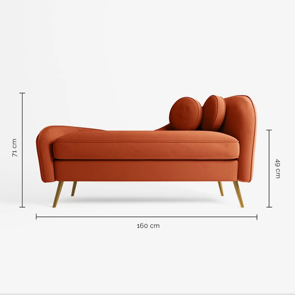 M ridienne en velours ocre et pieds dor s