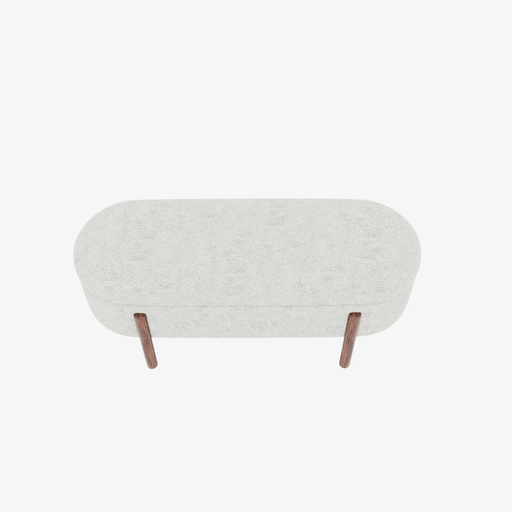 Marianne   Banc coffre de rangement en tissu boucl  cr me