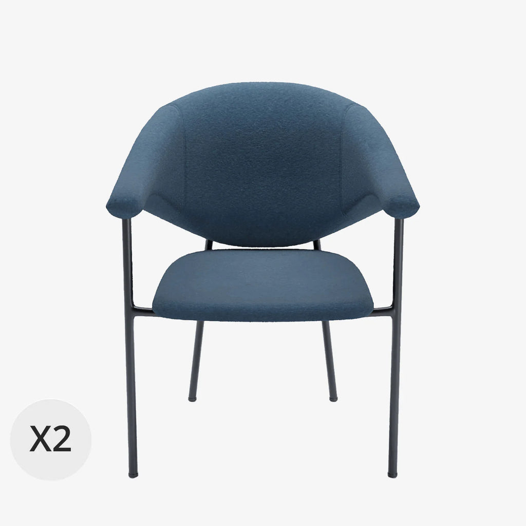 Lot de 2 chaises avec accoudoir design en velours bleu Jeanne
