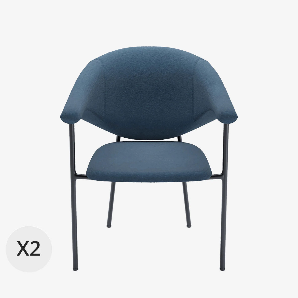 Lot de 2 chaises avec accoudoir design en velours bleu Jeanne