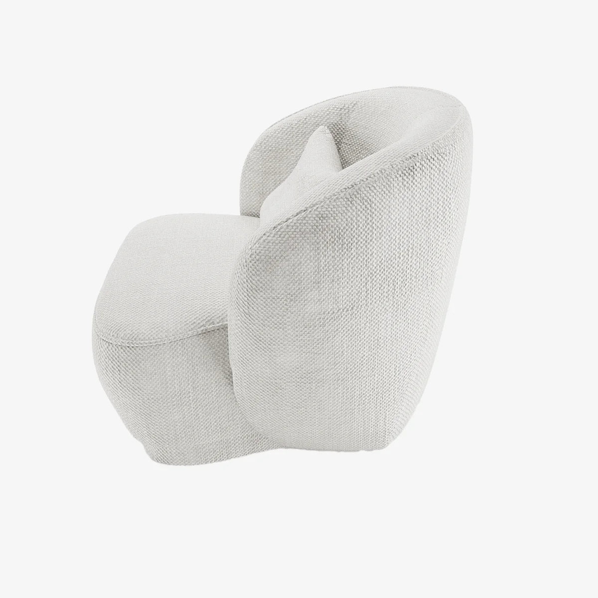 Fauteuil design tissu chenille blanc Pablo