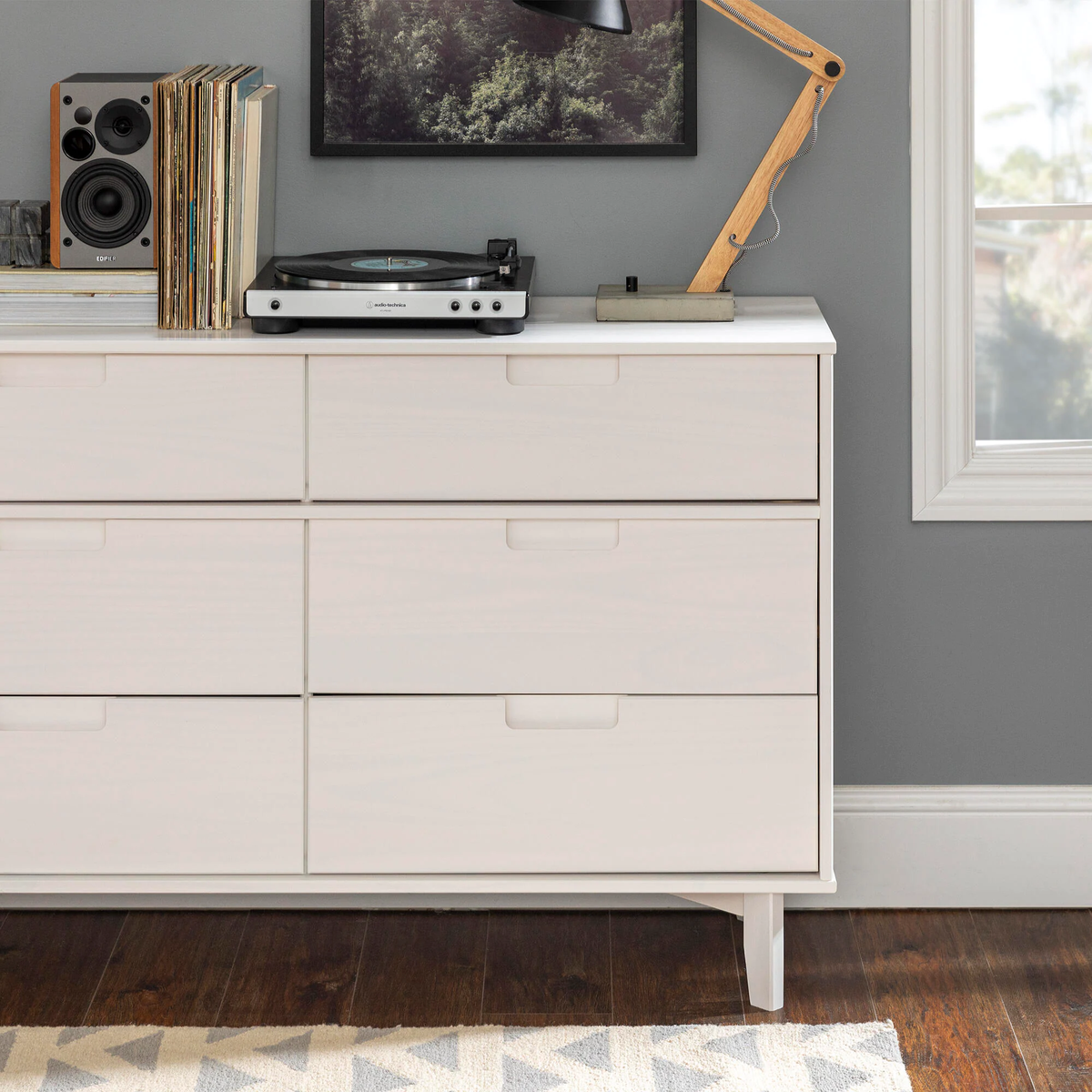 Commode 6 Tiroirs en Bois Moderniste Mi-Siècle - Caramel