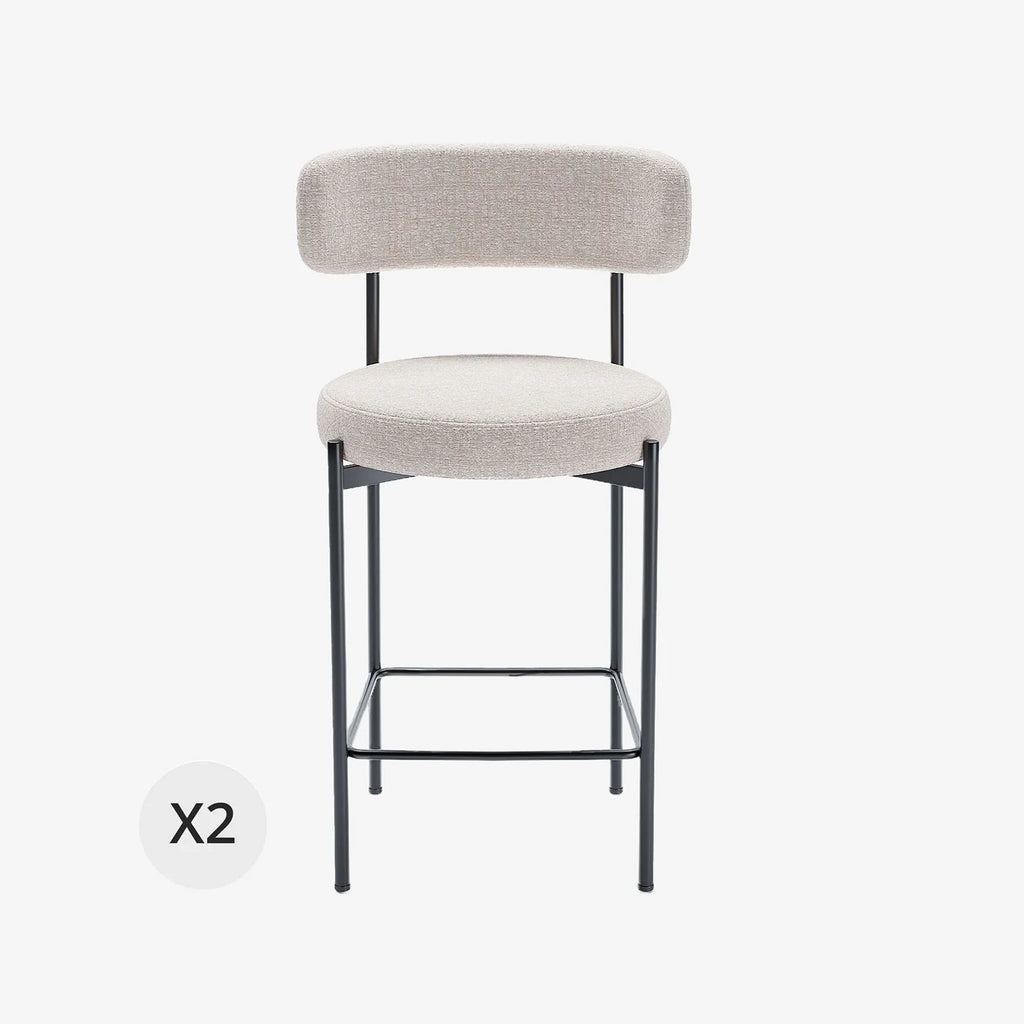 Lot de 2 tabourets de bar velours cr me Agathe