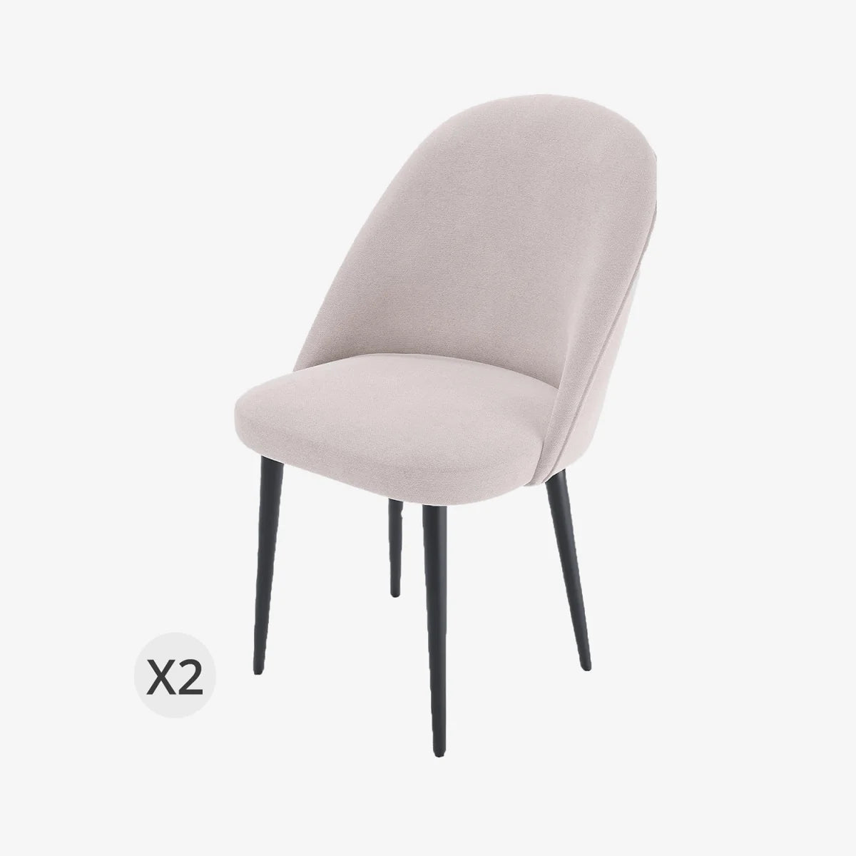 Lot de 2 chaises tissu & métal noir