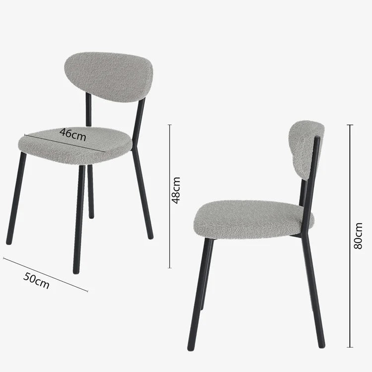 Lot de 2 chaises tissu bouclette pied métal