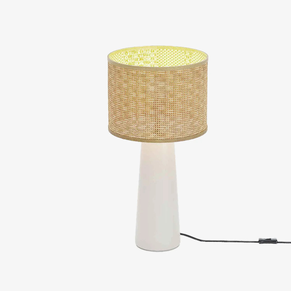 Lampe   poser en c ramique et rotin