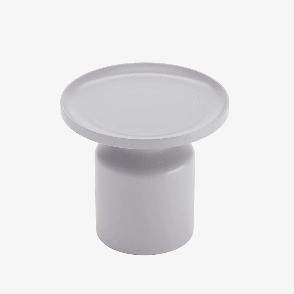Table d'appoint ronde en métal gris clair