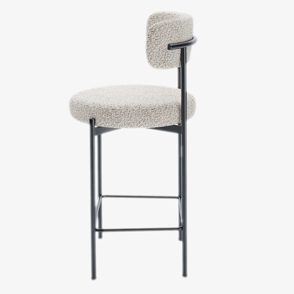 Lot de 2 tabourets de bar bouclette grise & blanche Agathe