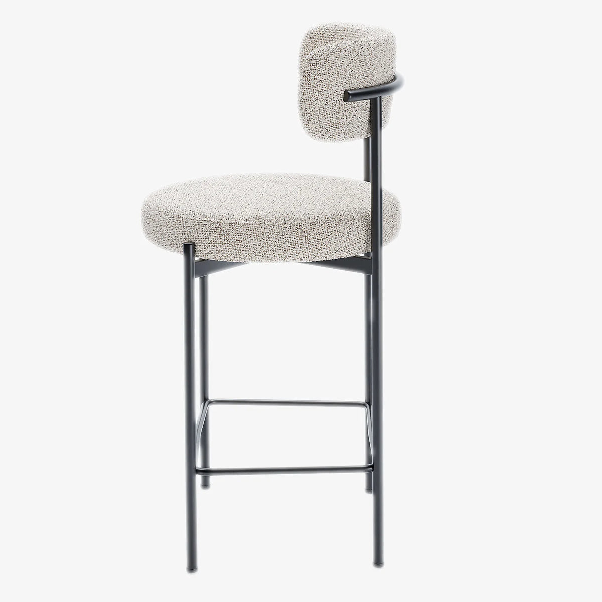Lot de 2 tabourets de bar bouclette grise & blanche Agathe