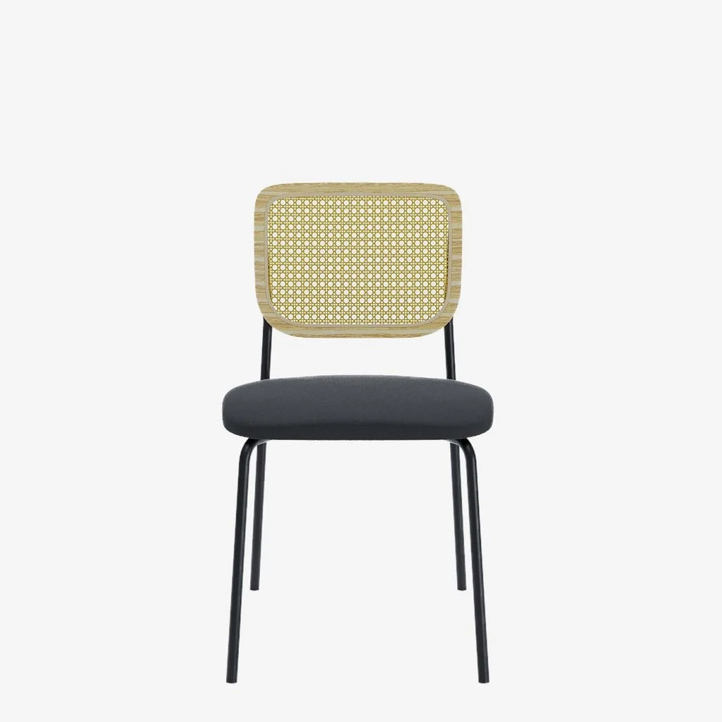 Lot de 2 chaises en rotin et velours noir Juna