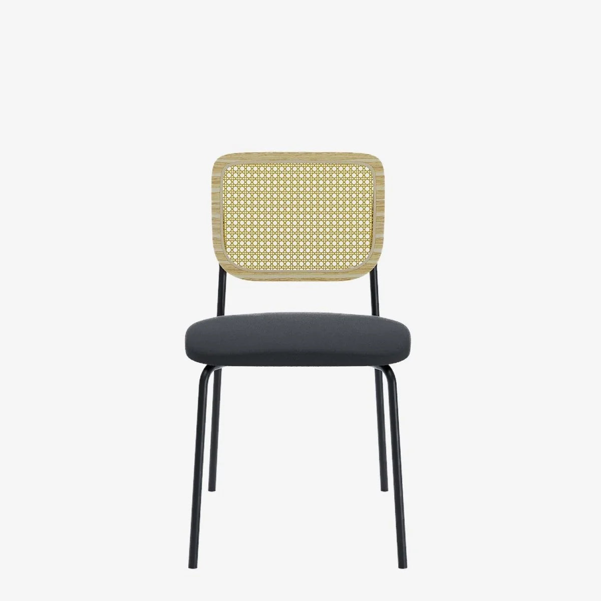 Lot de 2 chaises en rotin et velours noir Juna