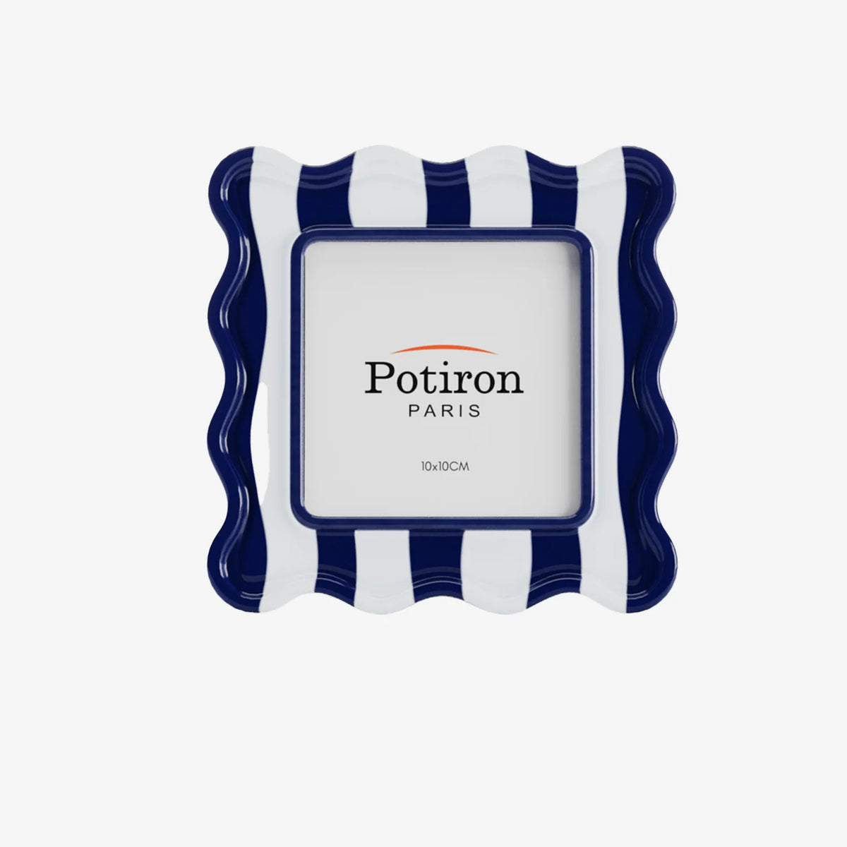 Bristol - Cadre photo wavy en c ramique ray e bleu et blanc