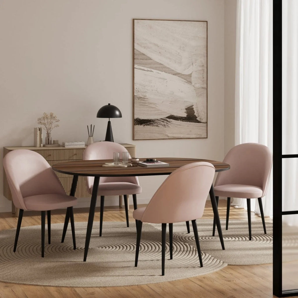 Lot de 2 chaises en velours rose & m tal noir Nina