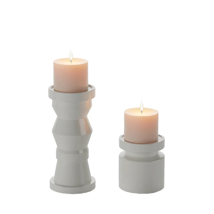 Set de 2 bougeoirs en bois design coloris cr me Antalya
