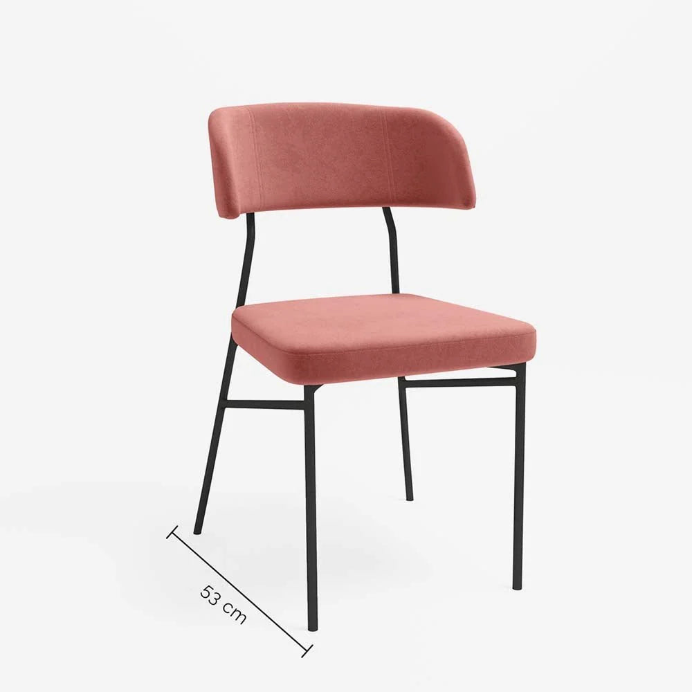Lot de 2 chaises en velours rose vintage
