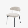 Lot de 2 chaises de salle   manger en tissu bouclette gris et blanc & m tal noir Mona