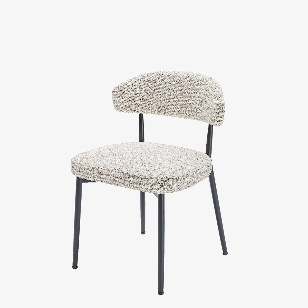 Lot de 2 chaises de salle   manger en tissu bouclette gris et blanc & m tal noir Mona