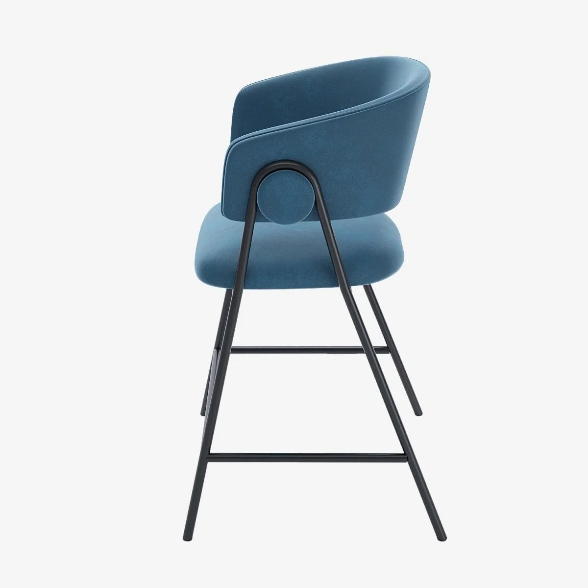 Lot de 2 tabourets de bar avec dossier, velours bleu Bonnie