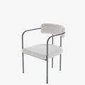 Chaise de salle   manger tapiss e avec accoudoirs bouclette blanche Barbara