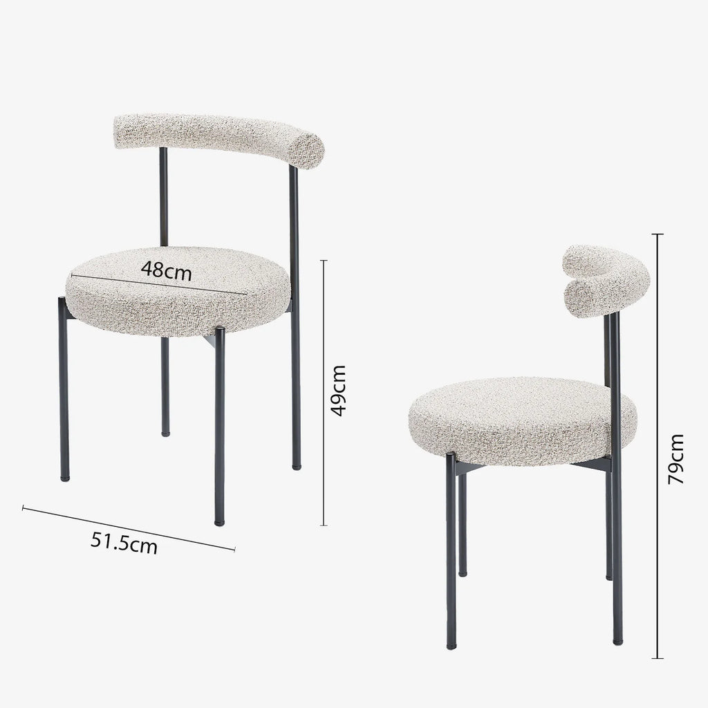 Lot de 2 chaises de salle   manger design moderne, bouclette grise et blanche Julia