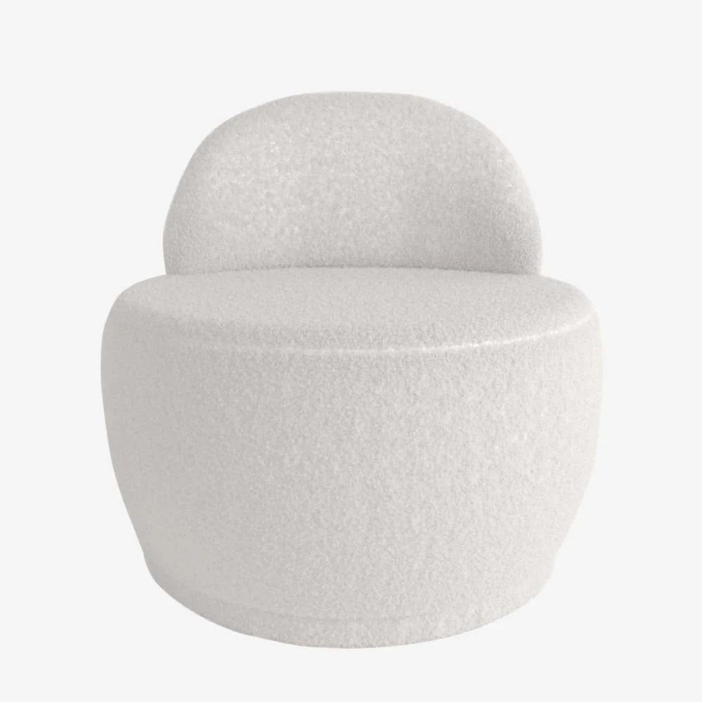 Fauteuil écru en tissu effet laine bouclée