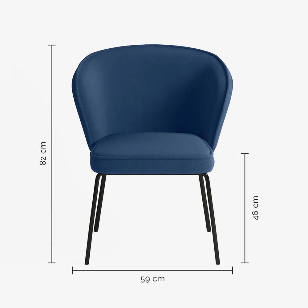 Chaise en velours bleu nuit