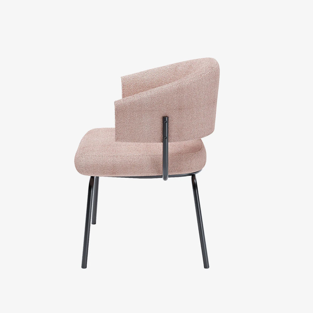 Lot de 2 chaises avec accoudoir tendance en tissu chenille rose poudr  Silva