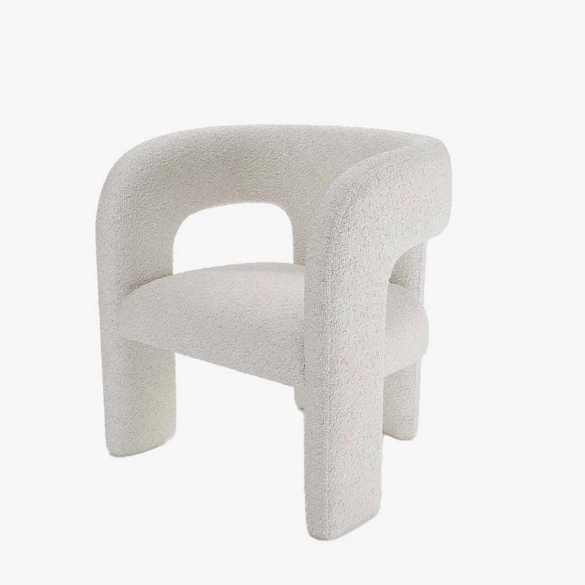 Fauteuil de salle à manger en bouclette gris-crème