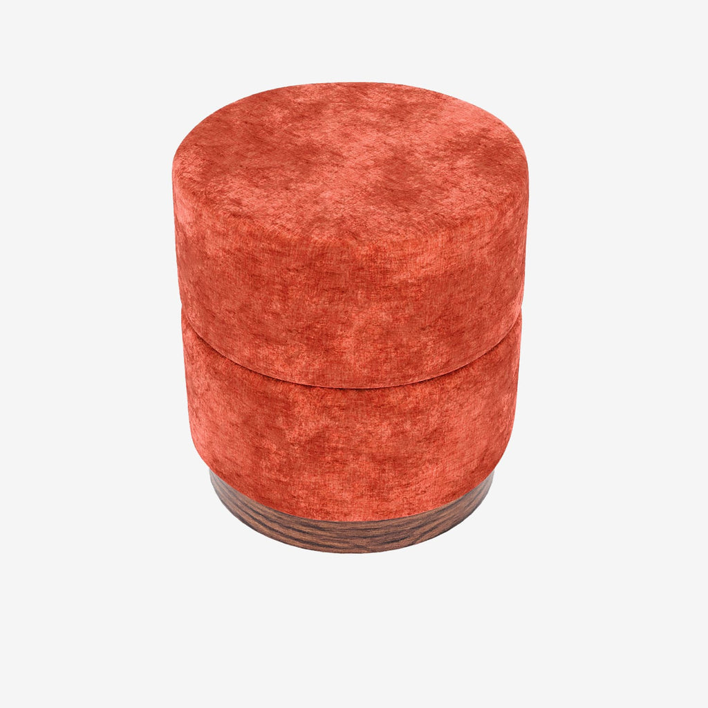 Auguste   Pouf cylindrique en velours ocre