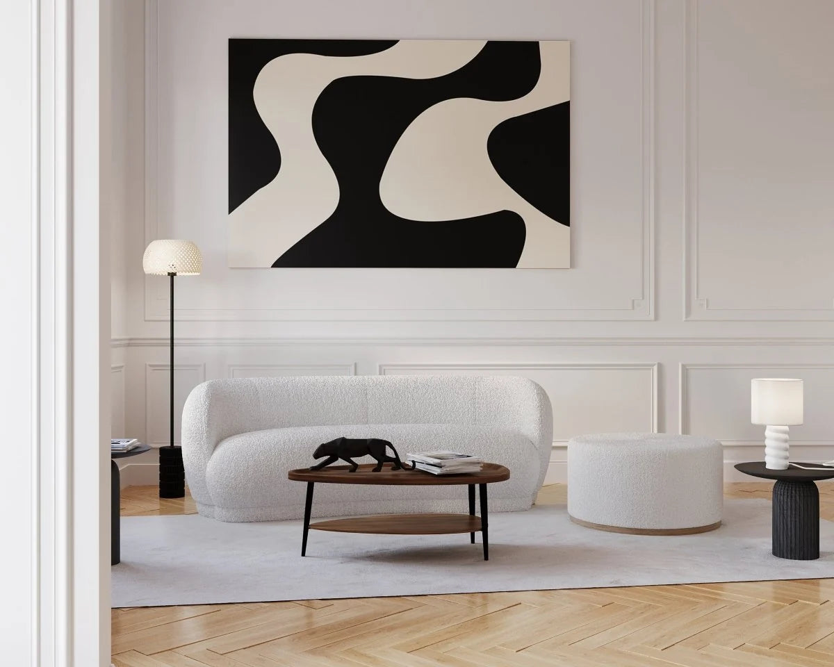 Grand pouf rond ottoman en bouclette