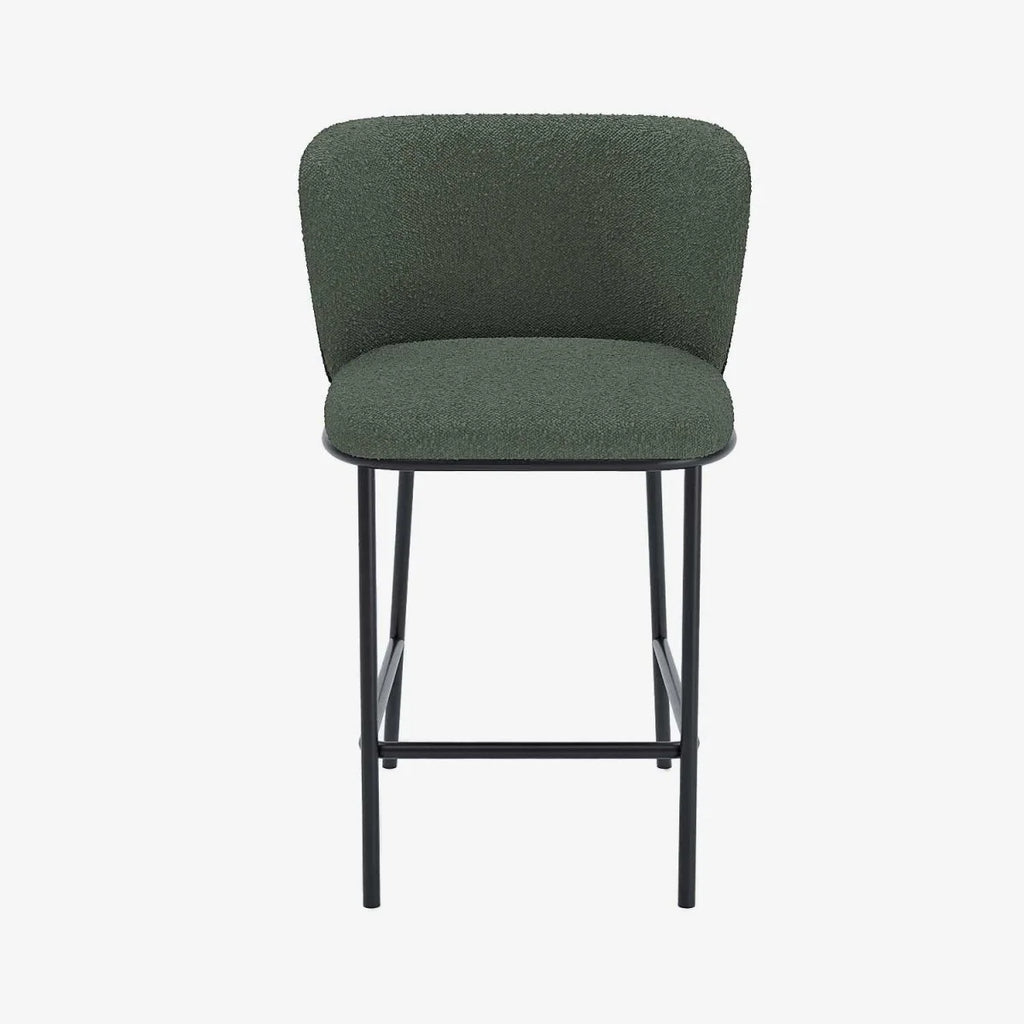 Lot de 2 tabourets de bar tissu boucl  vert C sar