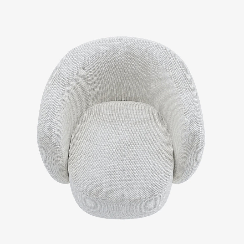 Fauteuil pivotant en tissu chenille blanc Salma