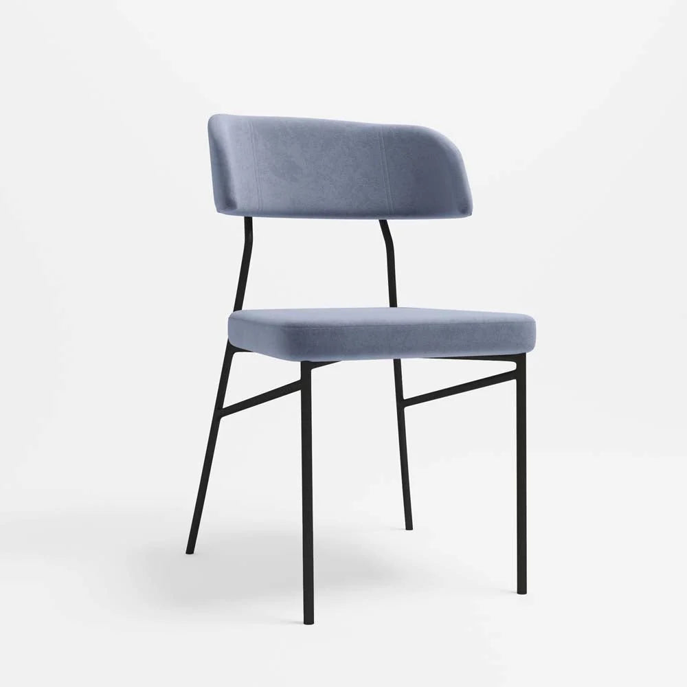 Lot de 2 chaises en velours bleu perle