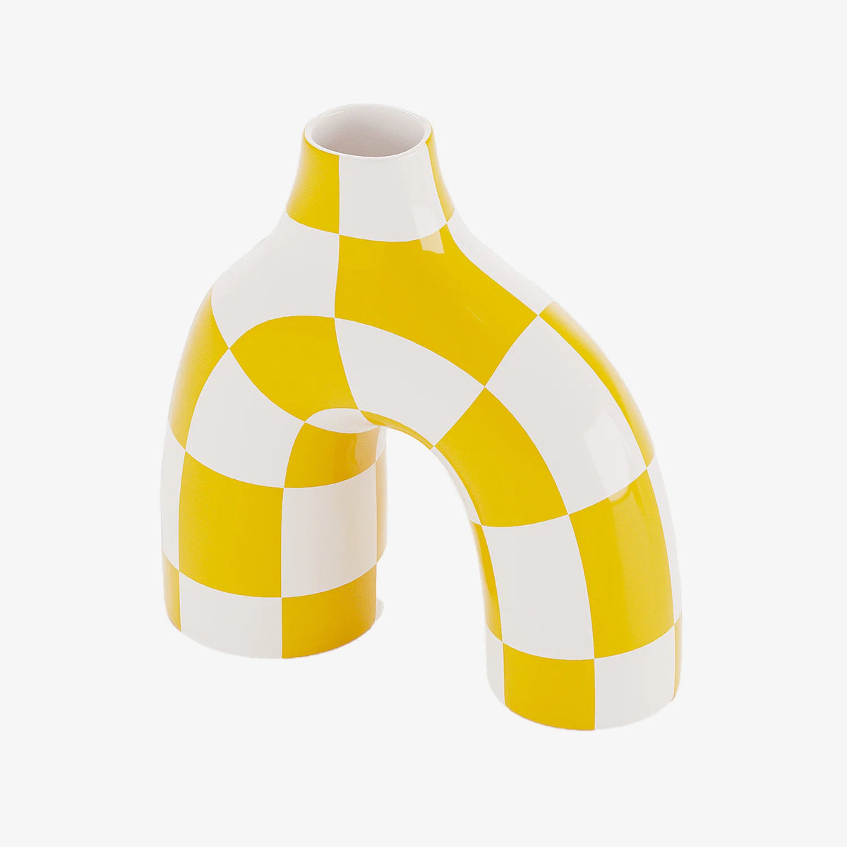 Phoenix - Vase art moderne   damier jaune