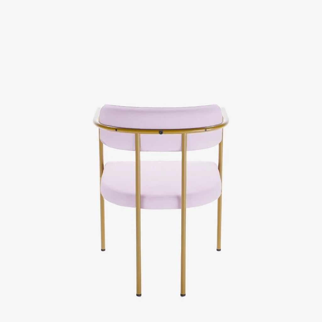 Chaise de salle   manger tapiss e avec accoudoirs velours rose clair Barbara