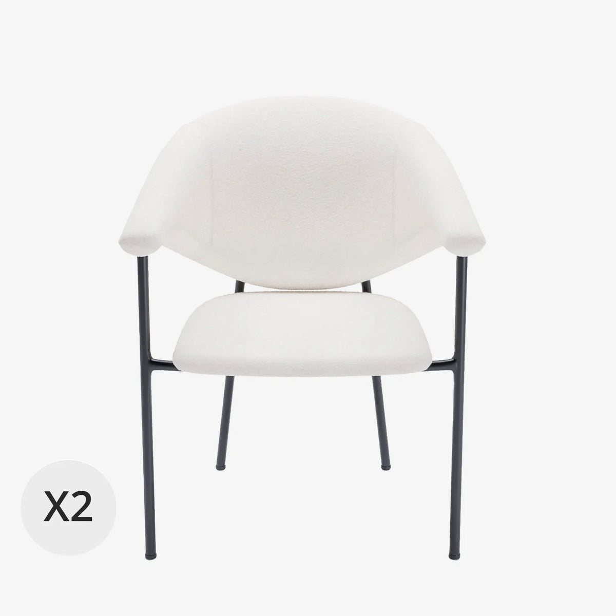 Lot de 2 chaises avec accoudoir design en velours blanc cr me Jeanne