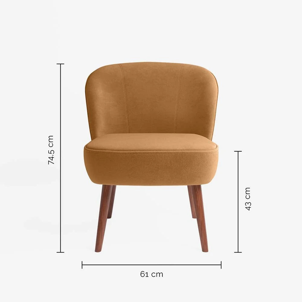 Petit fauteuil de salon en velours camel