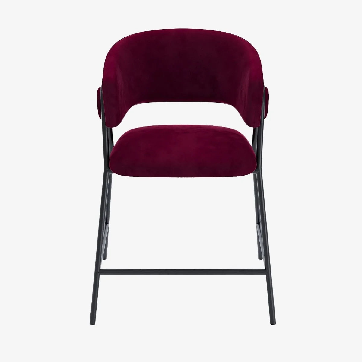 Lot de 2 tabourets de bar avec dossier, velours bordeaux Bonnie