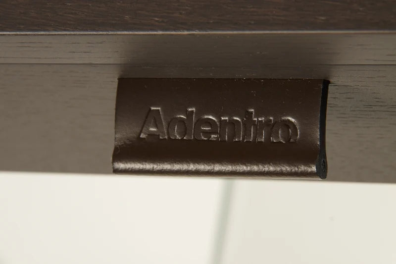 Bureau Console Zen 13 | Verre Trempé, Tiroir Bois et Poignée Cuir