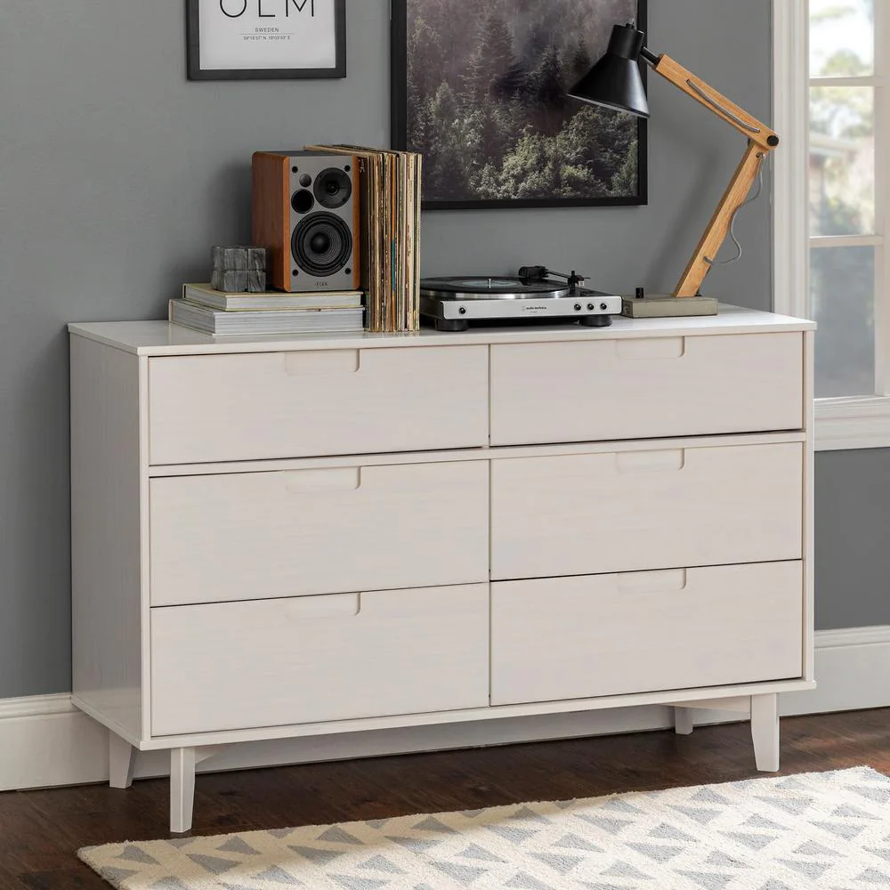 Commode 6 Tiroirs en Bois Moderniste Mi-Siècle - Caramel