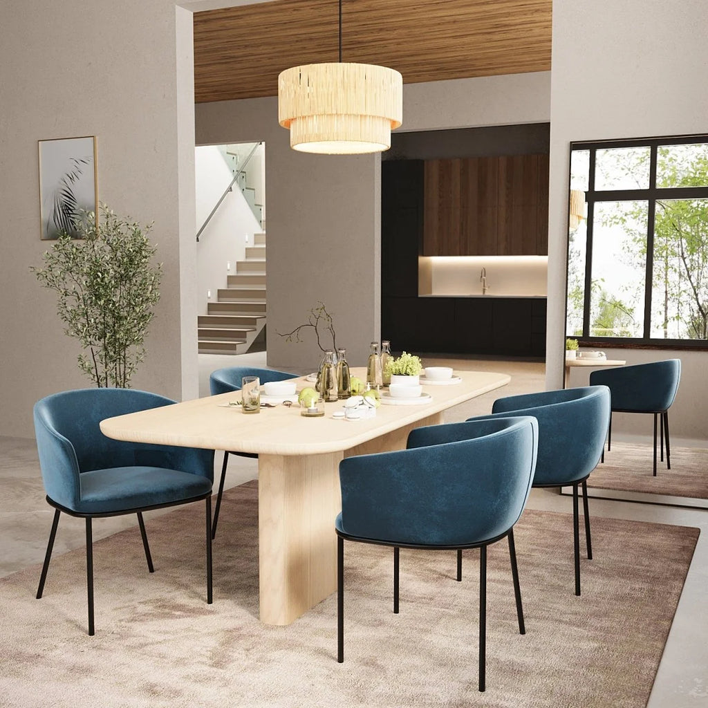 Lot de 2 fauteuils de salle   manger en velours bleu Andr a